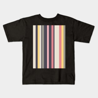 Soft stripes in cream, yellow, charcoal, pink and grey Kids T-Shirt